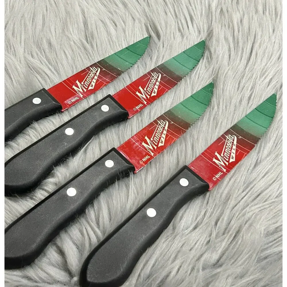 NHL Minnesota Wild Double Sided Logo Print Steak Knife 4pc Household Cutlery Set